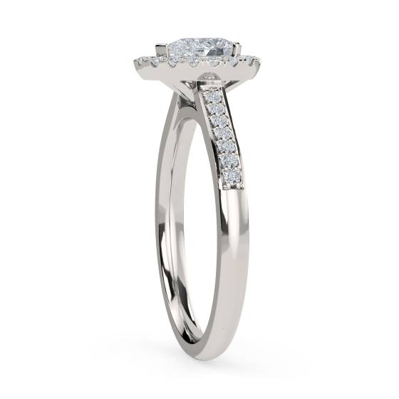 Pear Diamond Single Halo Shoulder Set Ring