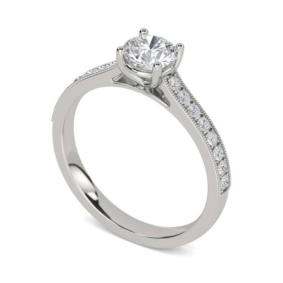 Round Diamond Shoulder Set Ring