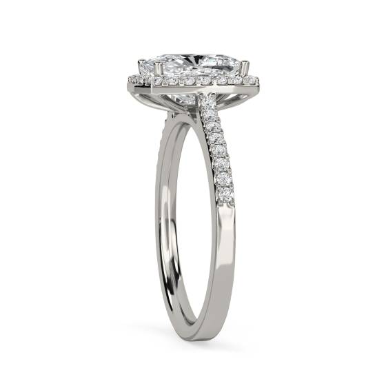 1.50ct Cushion Aquamarine and Diamond Halo Ring