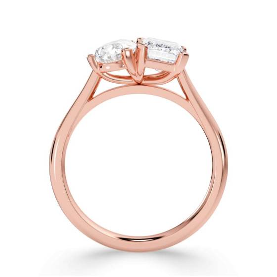 Emerald and Pear Two Stone Diamond Ring