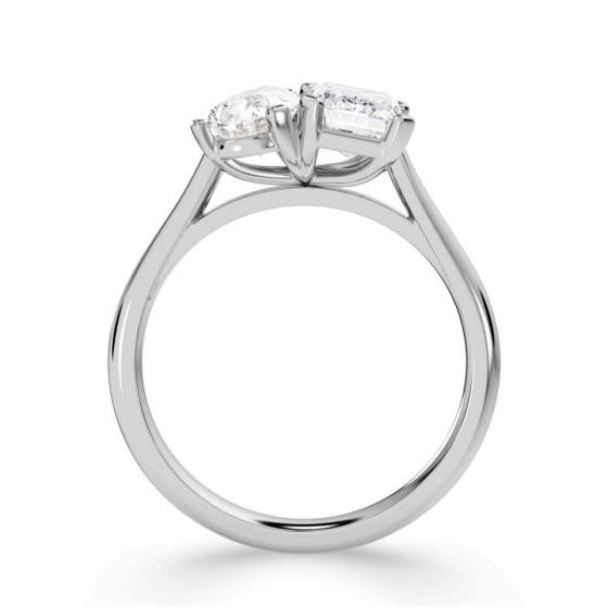 Emerald and Pear Two Stone Diamond Ring