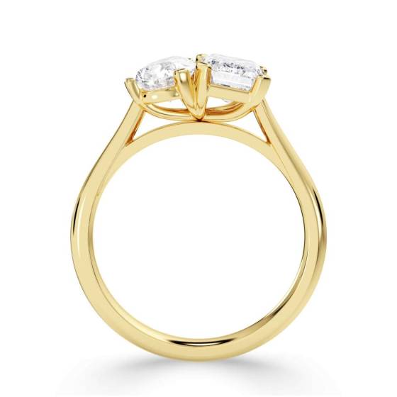 Emerald and Pear Two Stone Diamond Ring