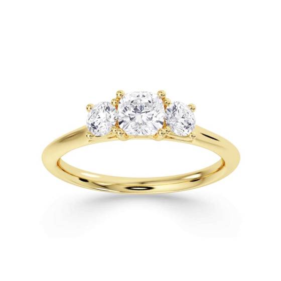 Cushion and Round Trilogy Diamond Ring