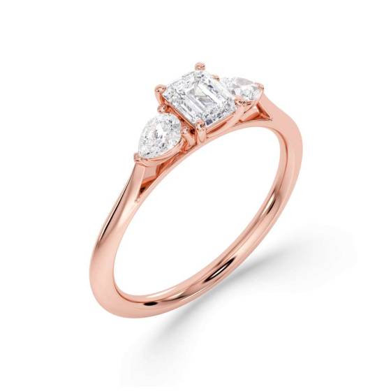 Radiant and Pear Trilogy Diamond Ring