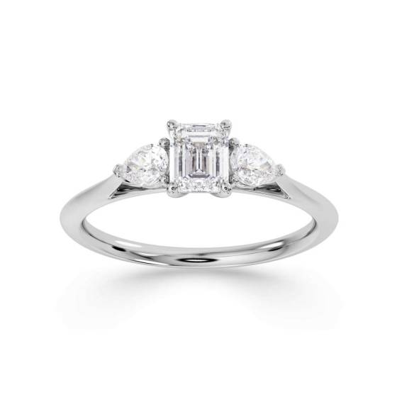 Radiant and Pear Trilogy Diamond Ring