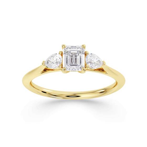 Radiant and Pear Trilogy Diamond Ring
