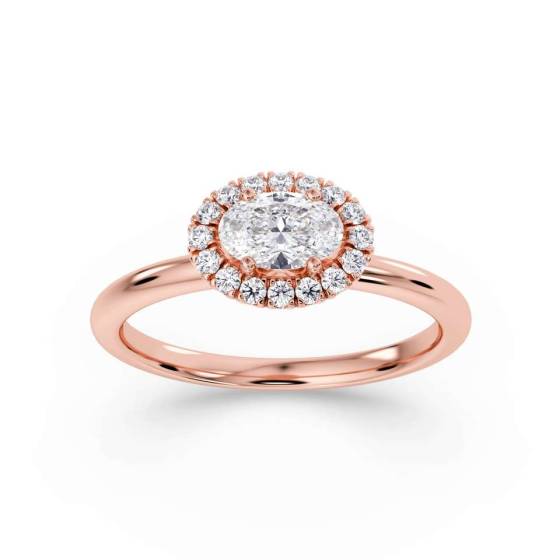 Oval Diamond Single Halo Ring