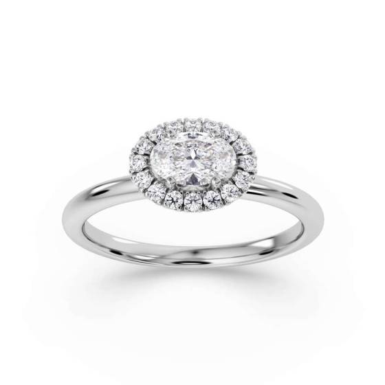 Oval Diamond Single Halo Ring
