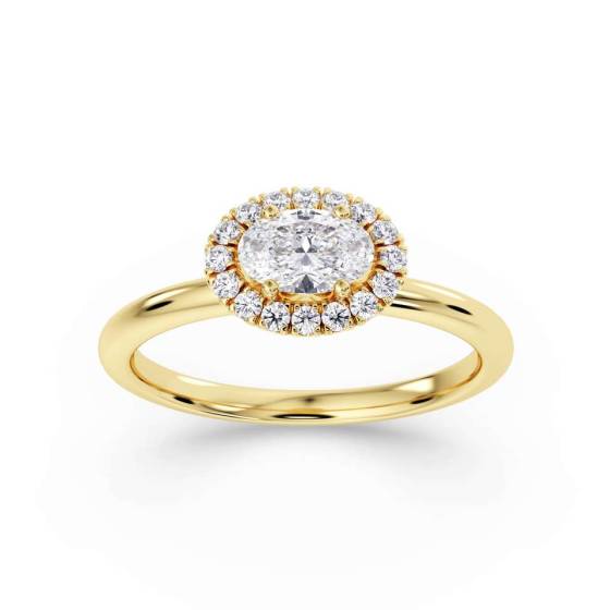 Oval Diamond Single Halo Ring