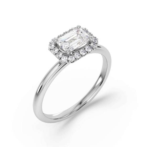 Emerald Diamond Single Halo Ring