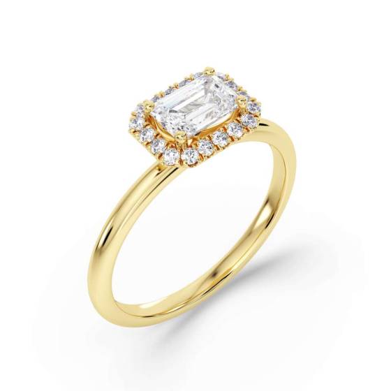 Emerald Diamond Single Halo Ring