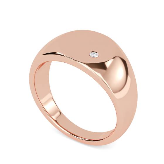 Round Diamond Gents Oval Signet Ring