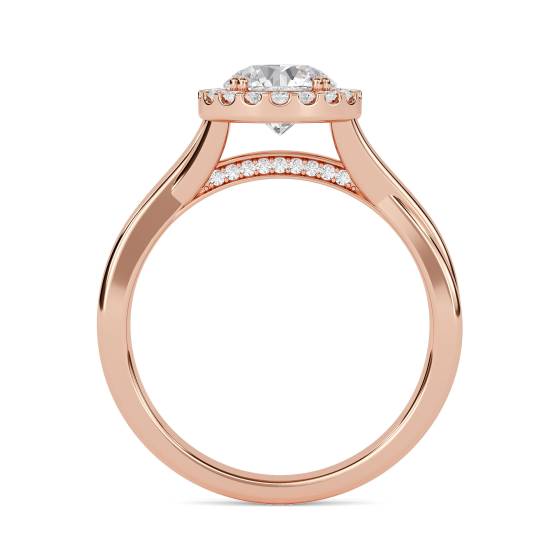 Twist Round Diamond Single Halo Ring
