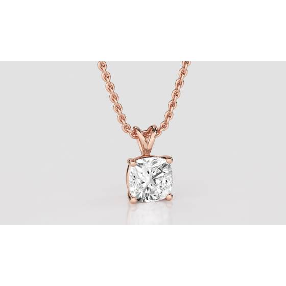 Modern Cushion Diamond Solitaire Pendant