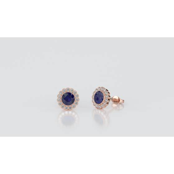 Blue Sapphire and Diamond Cluster Earrings