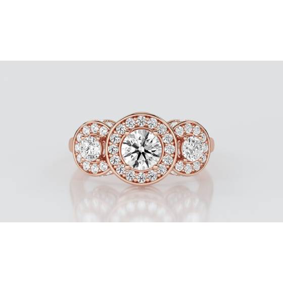 Round Diamond Bezel Set Designer Ring