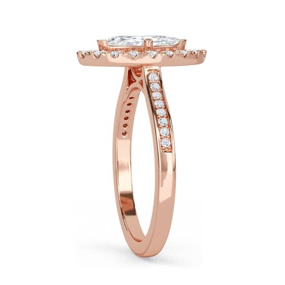 Marquise Diamond Single Halo Shoulder Set Ring