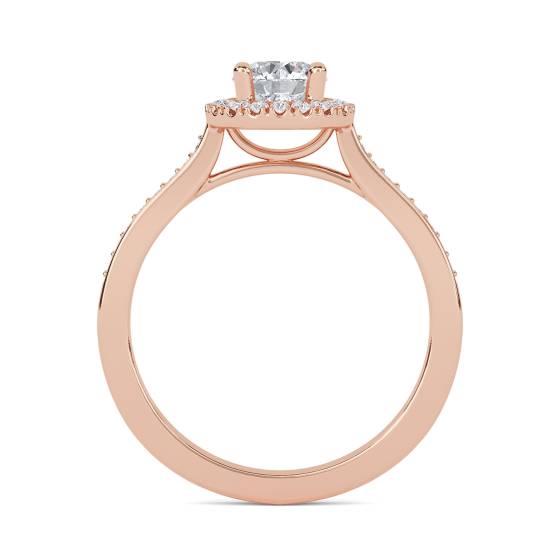 Round Diamond Single Halo Shoulder Set Ring