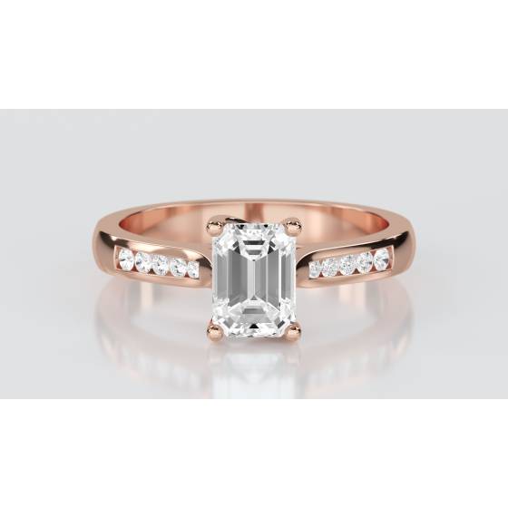 Emerald Diamond Shoulder Set Ring