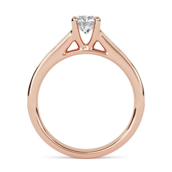 Round Diamond Shoulder Set Ring With Matching Band