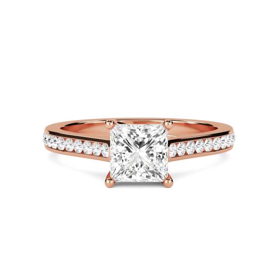Princess Diamond Shoulder Set Ring