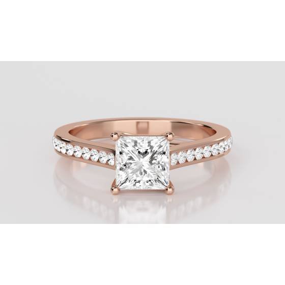 Princess Diamond Shoulder Set Ring
