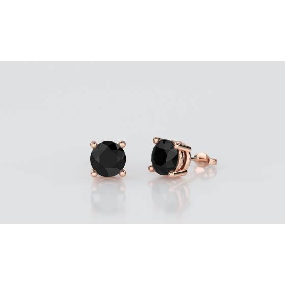 Round Black Diamond Earrings