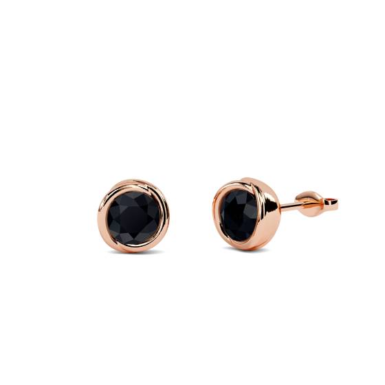 Round Black Diamond Earrings