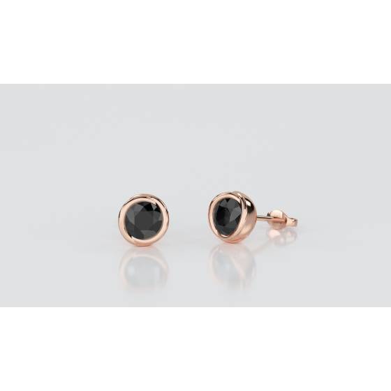 Round Black Diamond Earrings