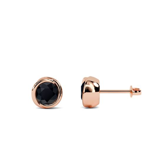 Round Black Diamond Earrings