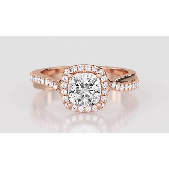 Cushion Diamond Single Halo Shoulder Set Ring