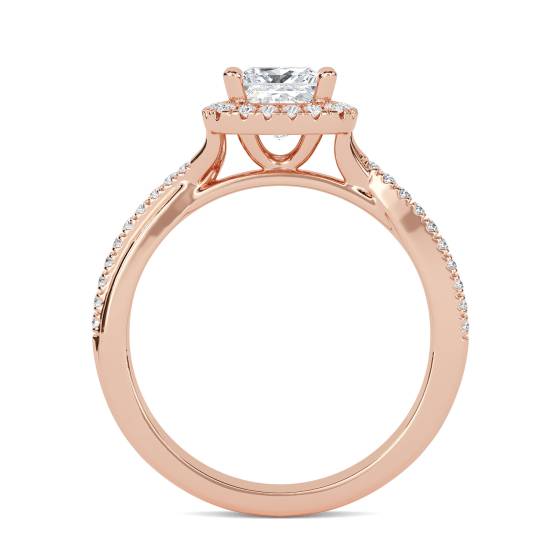 Princess Diamond Single Halo Shoulder Set Ring