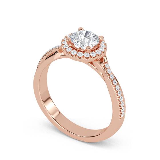 Round Diamond Single Halo Infinity Shoulder Set Ring
