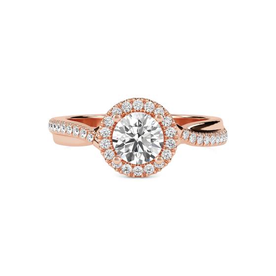 Round Diamond Single Halo Infinity Shoulder Set Ring