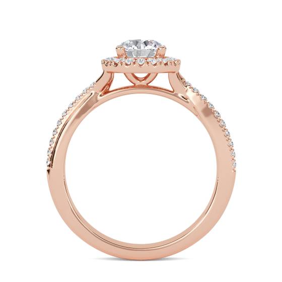 Round Diamond Single Halo Infinity Shoulder Set Ring