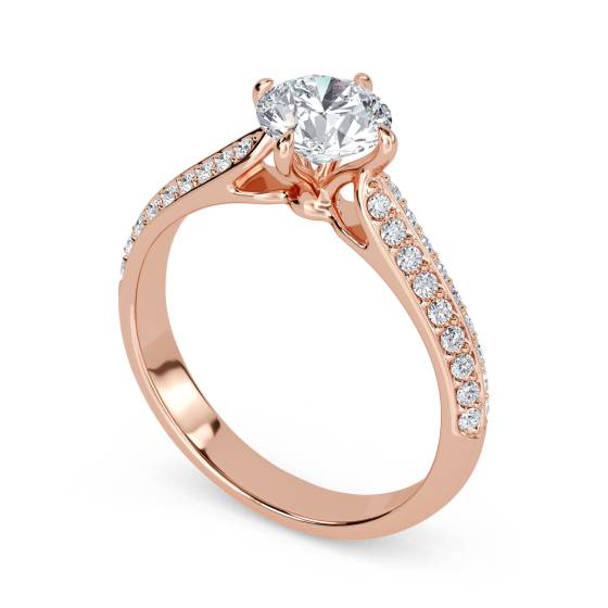 0.60ct VS/F-G Petite Round Diamond Shoulder Set Ring
