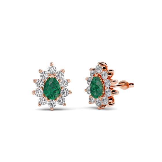 Emerald and Diamond Cluster Earrings