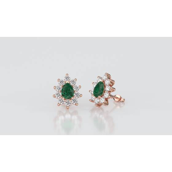 Emerald and Diamond Cluster Earrings
