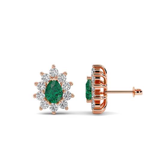Emerald and Diamond Cluster Earrings