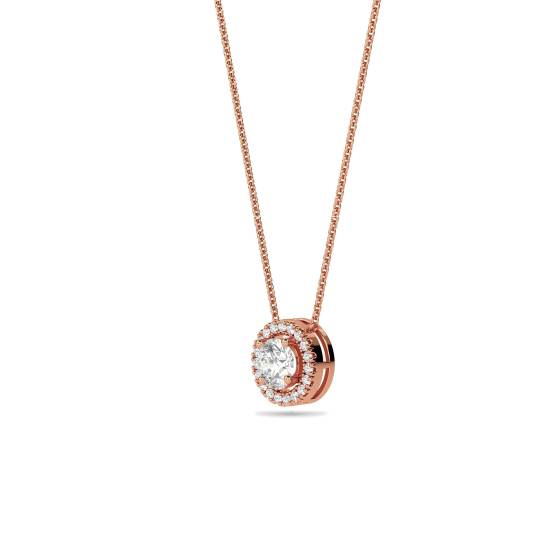 Round Diamond Single Halo Pendant
