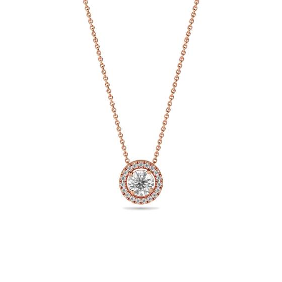 Round Diamond Single Halo Pendant