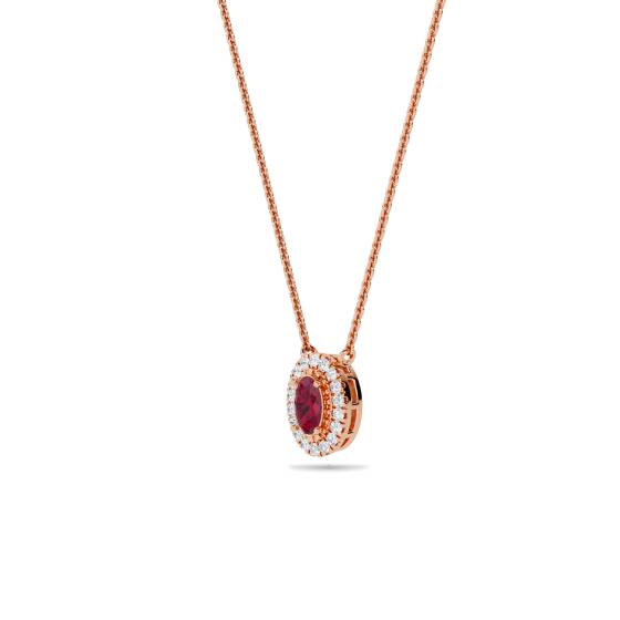 Oval Shaped Ruby and Diamond Pendant