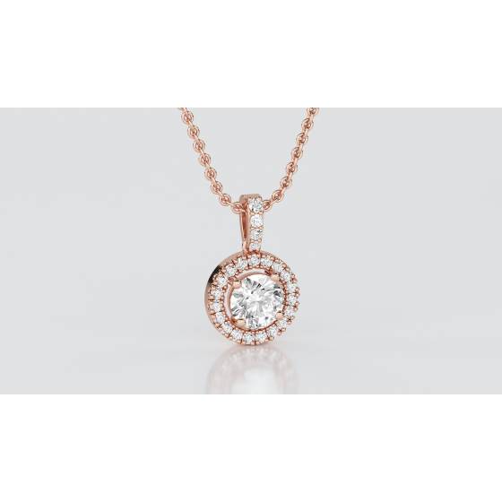 0.85ct Round Diamond Single Halo Pendant