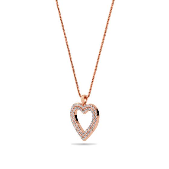 Classic Round Diamond Heart Pendant