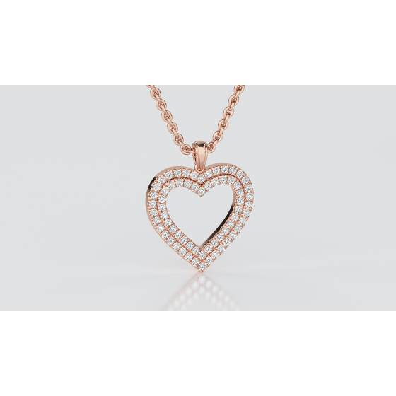 Classic Round Diamond Heart Pendant