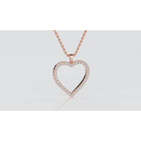 Classic Round Diamond Heart Pendant
