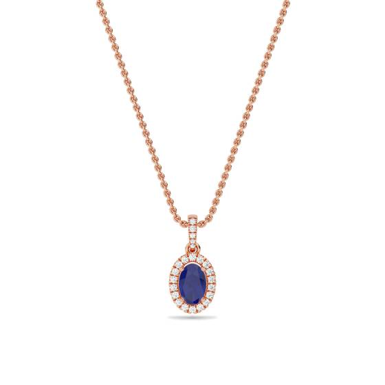 1.60ct Oval Shaped Blue Tanzanite and Diamond Pendant
