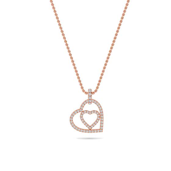 Classic Round Diamond Double Heart Pendant