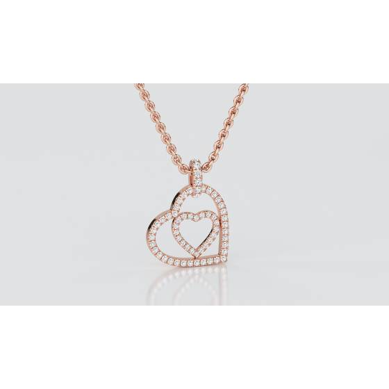 Classic Round Diamond Double Heart Pendant