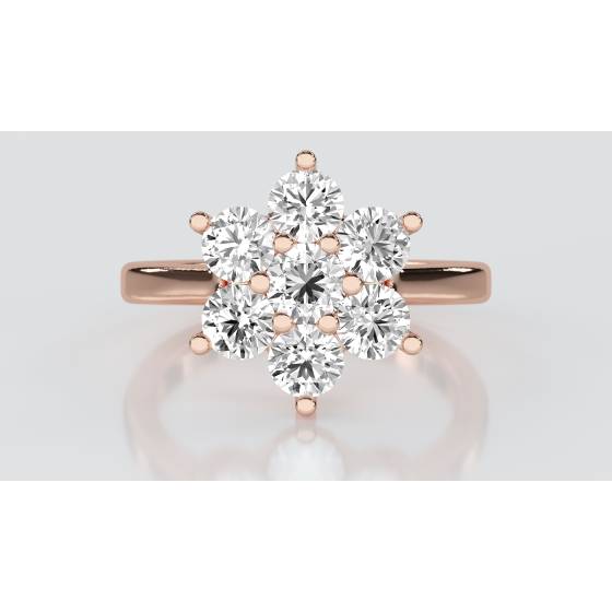 1.00ct Modern Flower Round Diamond Cluster Ring